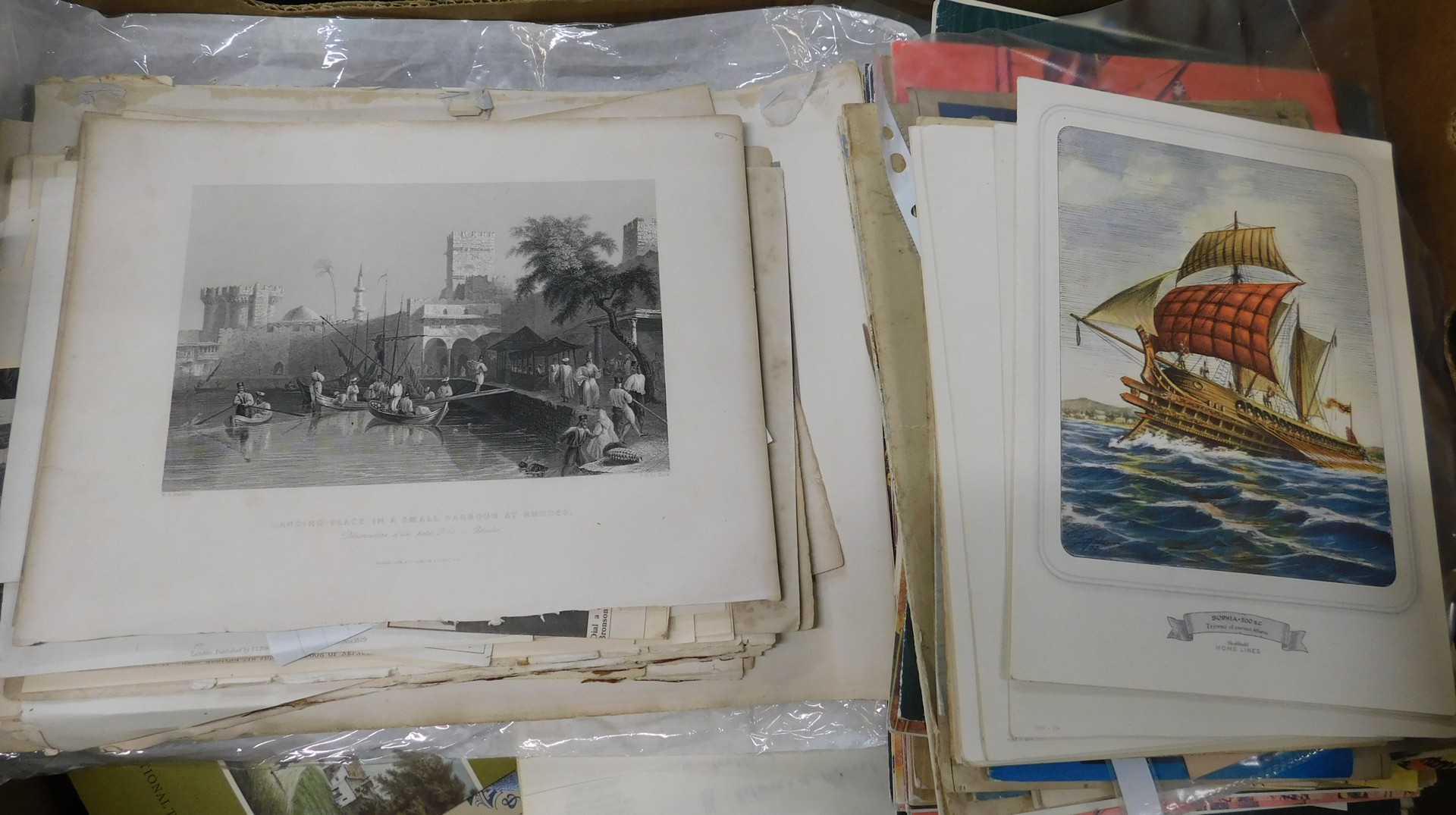 Box: ephemera including prints, cruise liner menu cards, documents etc - Image 2 of 2