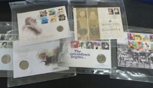 GB 1994-2017 collection of 60 Royal Mail/Royal Mint philatelic numismatic covers in 3 albums