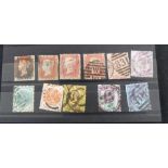 GB Queen Victoria small used selection on stock card including 1840 Penny Black, OK, Red Maltese