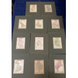 J WALLIS: 11 assorted engraved hand coloured England county maps circa 1819, approx 130 x 90mm + 5
