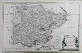 ANTONIO ZATTA: PROVINCIA DI ESSEX, engraved hand coloured map, 1779, approx 190 x 295mm, framed