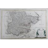 ANTONIO ZATTA: PROVINCIA DI ESSEX, engraved hand coloured map, 1779, approx 190 x 295mm, framed