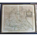 ROBERT MORDEN: THE EAST RIDING OF YORKSHIRE, engraved hand coloured map [1695], browned, approx