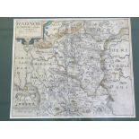 CHRISTOPHER SAXTON/WILLIAM KIP: RADNOR COMITATUS QUEM SILVRES, engraved part hand coloured map circa