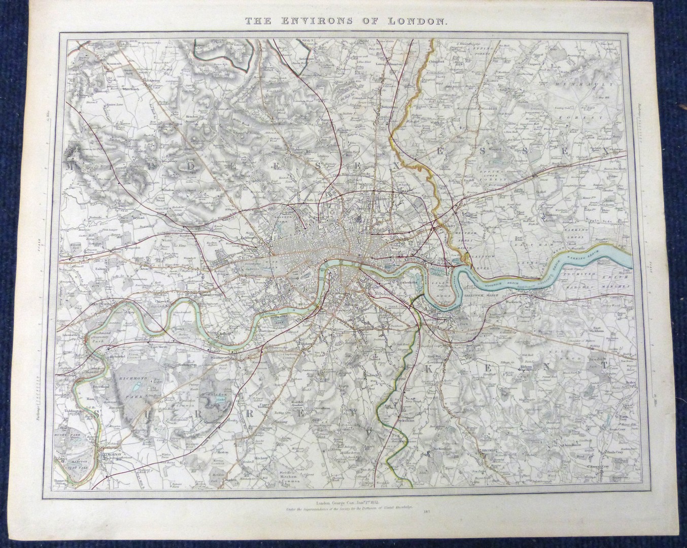 SOCIETY FOR THE DIFFUSION OF USEFUL KNOWLEDGE: FIVE ENGRAVED PART HAND COLOURED TOWN PLANS UK AND - Image 3 of 3