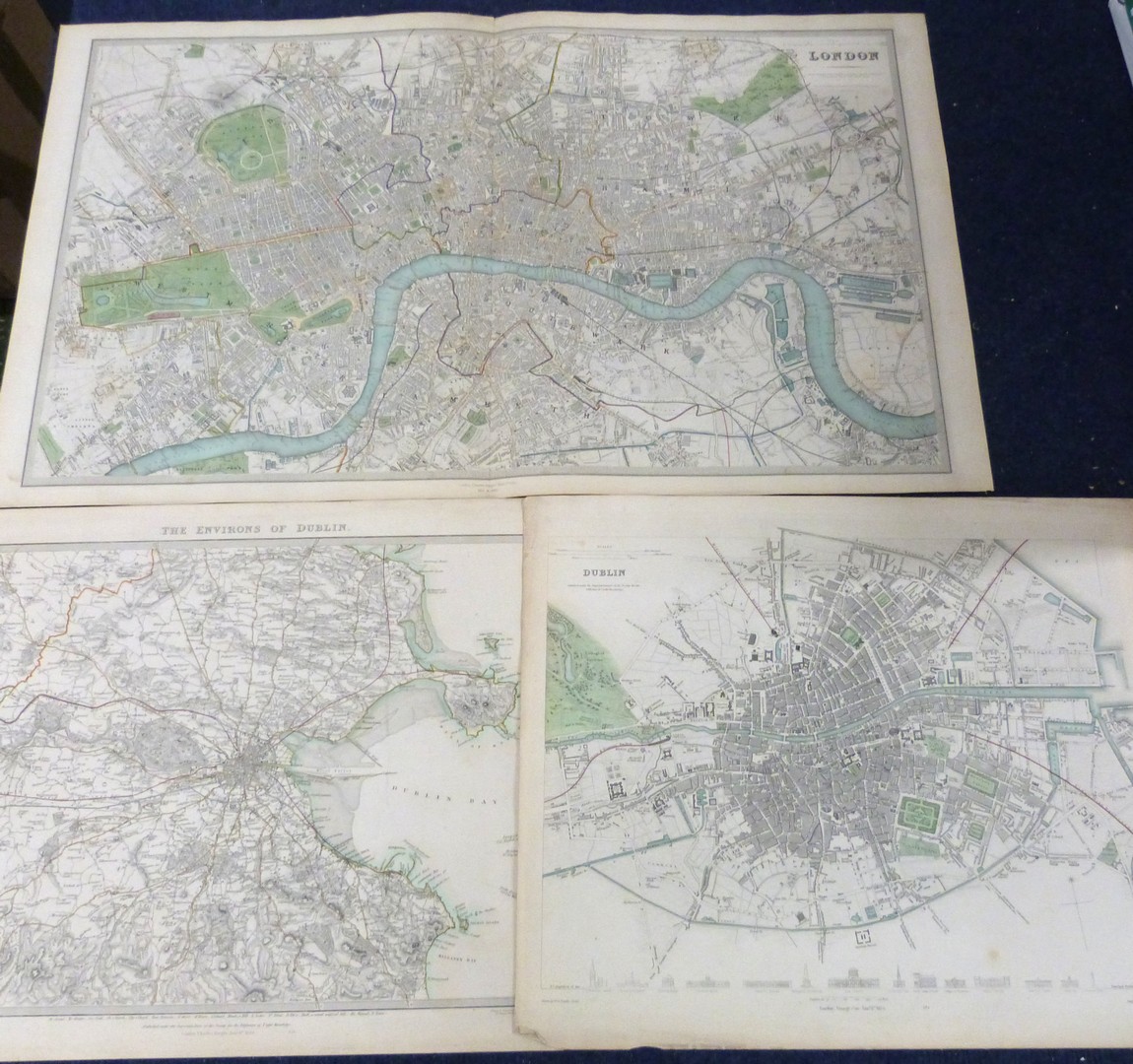 SOCIETY FOR THE DIFFUSION OF USEFUL KNOWLEDGE: FIVE ENGRAVED PART HAND COLOURED TOWN PLANS UK AND - Image 2 of 3