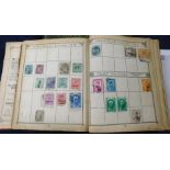 World, mainly used stamp collection in an old Lincoln album, together with an empty Ideal album, 8th