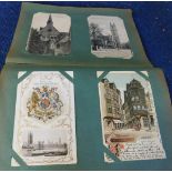Old postcard album containing 290+ picture postcards, mainly earlier period with good quantity
