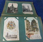 Old postcard album containing 290+ picture postcards, mainly earlier period with good quantity