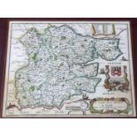 RICHARD BLOME: A MAPP OF YE COUNTY OF ESSEX, engraved hand coloured map [1673], approx 255 x