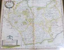 ROBERT MORDEN: 2 engraved hand coloured maps comprising LEICESTER SHIRE [1695], approx 355 x