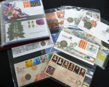 GB 1993-2014 collection of 44 Royal Mail/Royal Mint philatelic numismatic covers in 2 albums