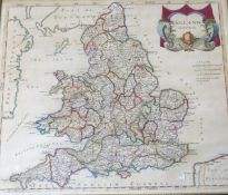 ROBERT MORDEN: ENGLAND, engraved hand coloured map [1695], approx 355 x 420mm, framed and glazed