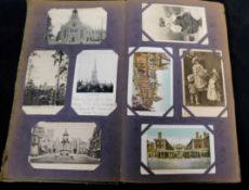Postcard album containing approx 120 late19th/early 20th century picture postcards including