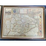 JOHN SPEED: NORFOLK..., engraved hand coloured map [1627], approx 375 x 505mm, double glazed