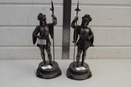 PAIR OF SPELTER FIGURES OF KNIGHTS