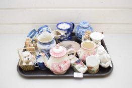 TRAY OF VARIOUS MIXED CERAMICS TO INCLUDE BOOTHS REAL OLD WILLOW PATTERN TEA WARES, MODERN CHINESE