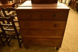 VICTORIAN MAHOGANY FIVE DRAWER CHEST, 92CM WIDE