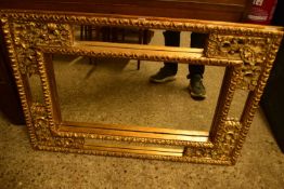 RECTANGULAR AND GILT WOOD FRAMED WALL MIRROR, 96CM WIDE