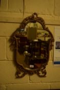 20TH CENTURY WALL MIRROR IN MOULDED METAL FRAME, 67CM HIGH