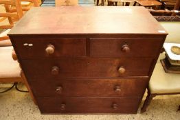 VICTORIAN OAK FIVE DRAWER CHEST, 97CM WIDE