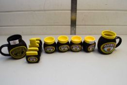 COLLECTION OF VARIOUS MARMITE POTTERY COLLECTABLES TO INCLUDE TOAST RACK, MUGS AND CONDIMENT POTS