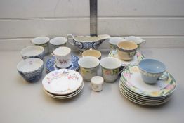 MIXED LOT OF DECORATED TEA WARES, TABLE WARES ETC