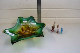 MURANO STYLE ART GLASS BOWL AND SMALL GLASS ANIMALS