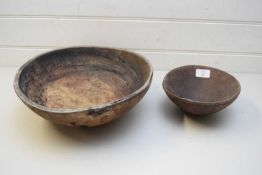 TWO VINTAGE TURNED WOODEN BOWLS