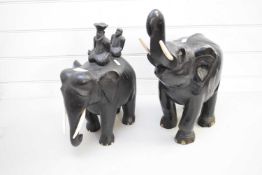 PAIR OF LARGE EBONY ELEPHANTS