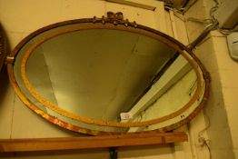 OVAL WALL MIRROR IN GILT FINISH FRAME WITH RIBBON MOUNT