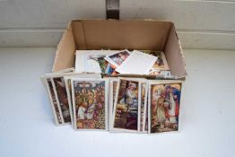 BOX CONTAINING A COLLECTION OF VICTORIAN CHRISTMAS CARDS AND CREED KALENDAR PICTURES