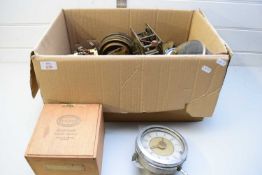 BOX OF VARIOUS CLOCK MOVEMENTS AND PARTS