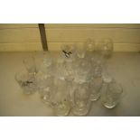 COLLECTION OF VARIOUS CLEAR DRINKING GLASSES