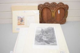 COLLECTION OF MOUNTED ANTIQUE PRINTS TO INCLUDE SHAKESPEARE, MILLICENT SOWERBY, LOUIS WAIN AND