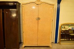 BLEACHED WALNUT TWO-DOOR WARDROBE WITH APPLIED CARVED DECORATION, 202CM HIGH