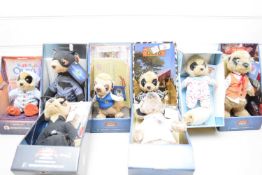 COLLECTION OF EIGHT ‘COMPARE THE MARKET’ MEERKAT TOYS WITH ORIGINAL BOXES, IN AS NEW CONDITION