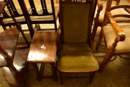 SMALL OAK JOINT STOOL IN THE 17TH CENTURY STYLE TOGETHER WITH A FURTHER EARLY 20TH CENTURY GREEN