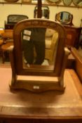 PINE FRAMED DRESSING TABLE MIRROR WITH CARVED DETAIL, 49CM HIGH