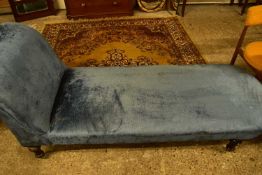 LATE VICTORIAN BLUE UPHOLSTERED CHAISE LONGUE