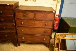 VICTORIAN MAHOGANY FIVE DRAWER CHEST, 91CM WIDE