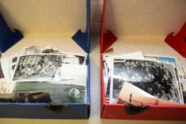 TWO BOXES VARIOUS VINTAGE PHOTOGRAPHS TO INCLUDE WWII AND US AIRCRAFT INTEREST