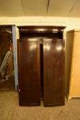 EDWARDIAN MAHOGANY BOW FRONT TWO-DOOR WARDROBE, 195CM HIGH