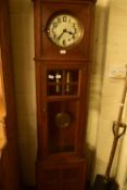 ART DECO PERIOD OAK CASED LONGCASE CLOCK WITH GLAZED DOOR, 206CM HIGH