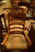 PAIR OF MODERN HARDWOOD FRAMED LADDERBACK CARVER CHAIRS