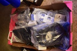 BOX OF AS NEW HARDWARE STORE CABLES AND OTHER ITEMS