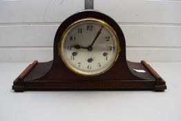 EARLY 20TH CENTURY OAK CASED NAPOLEON HAT MANTEL CLOCK