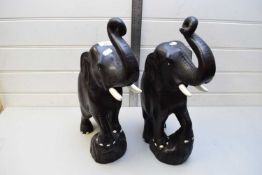 PAIR OF EBONY ELEPHANTS