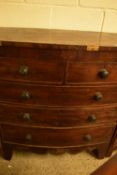 VICTORIAN MAHOGANY BOW FRONT FIVE DRAWER CHEST, 107CM WIDE