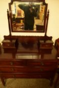 EDWARDIAN MAHOGANY DRESSING CHEST WITH RECTANGULAR MIRRORED BACK AND A BODY WITH SIX DRAWERS,